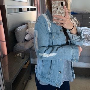 Distressed jean jacket